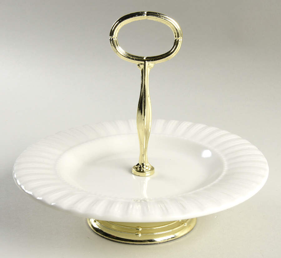Beaded Shell 6"-7" Handled Footed Nut Dish HC by Chatham Tableware-1