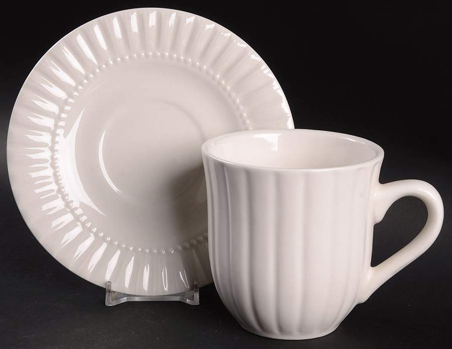 Beaded Shell Flat Cup & Saucer Set by Chatham Tableware-1