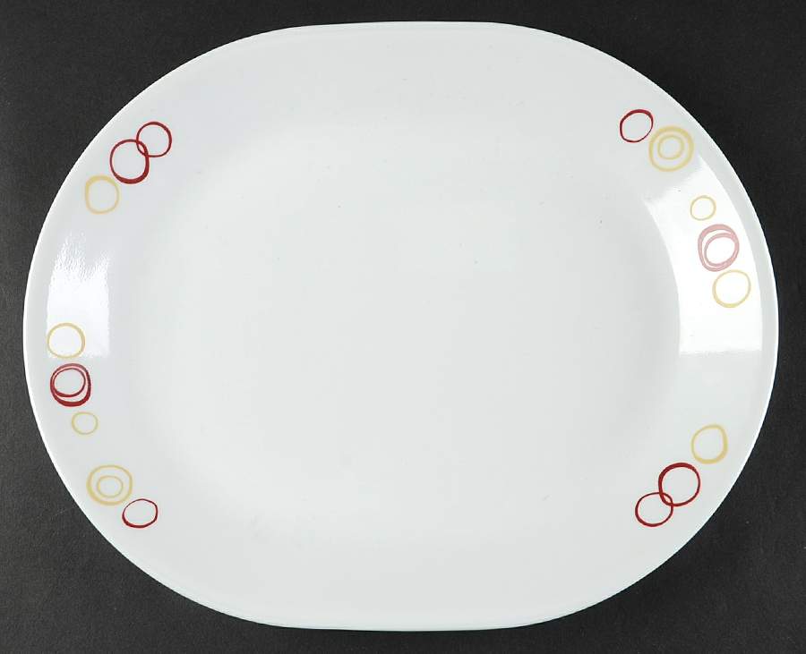 Circles (Rim, Corelle) 12" Oval Serving Platter by Corning Corelle-1