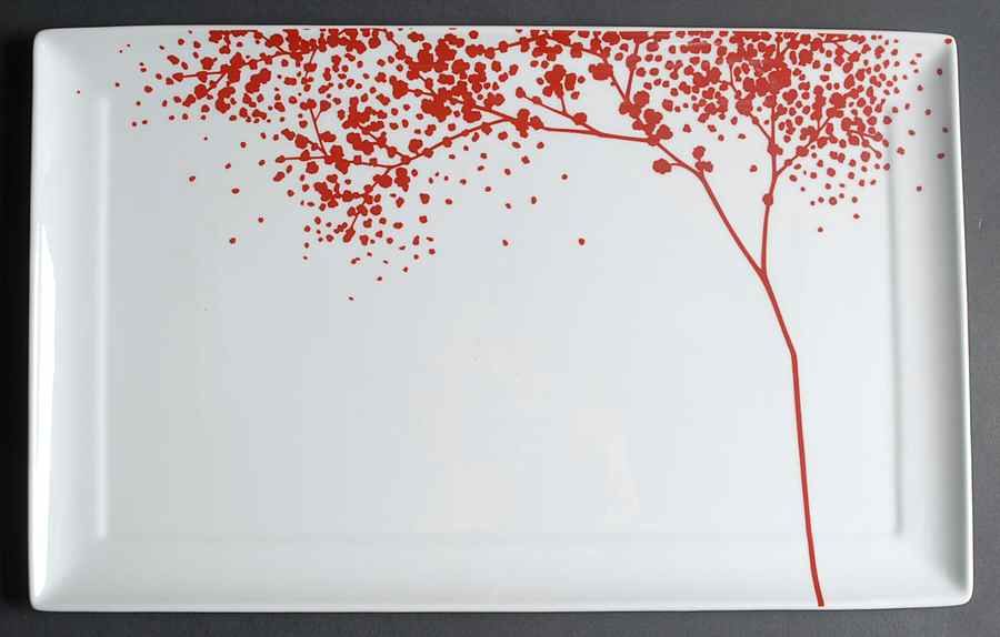 Falling Leaves Red 18" Rectangular Serving Platter by The Cellar (China)-1