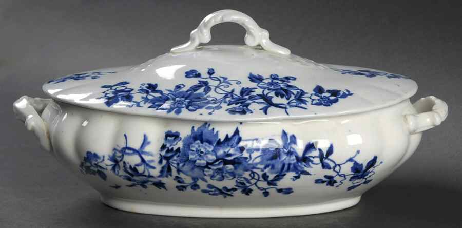 Severn Blue-No Trim Oval Covered Vegetable by Crescent Pottery (USA)-1