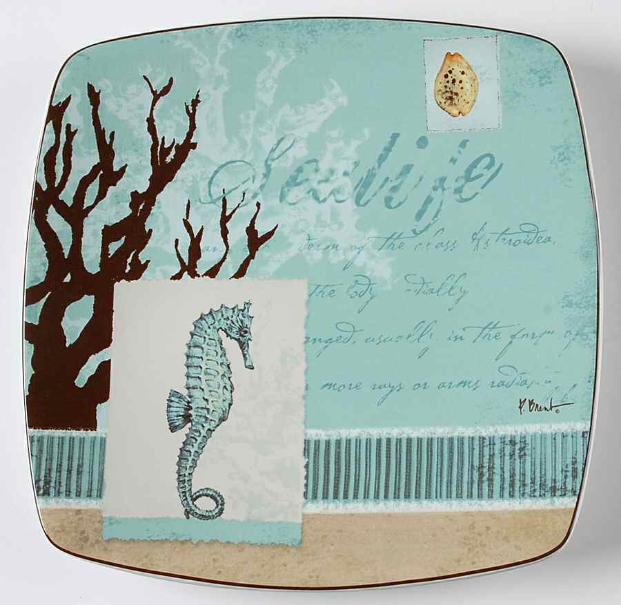 Aquarius Seahorse Square Salad Plate by Casa Moda-1