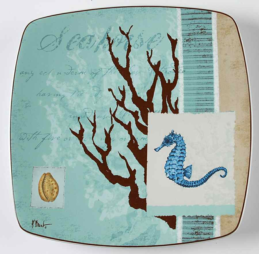 Aquarius Seahorse Square Salad Plate by Casa Moda-1
