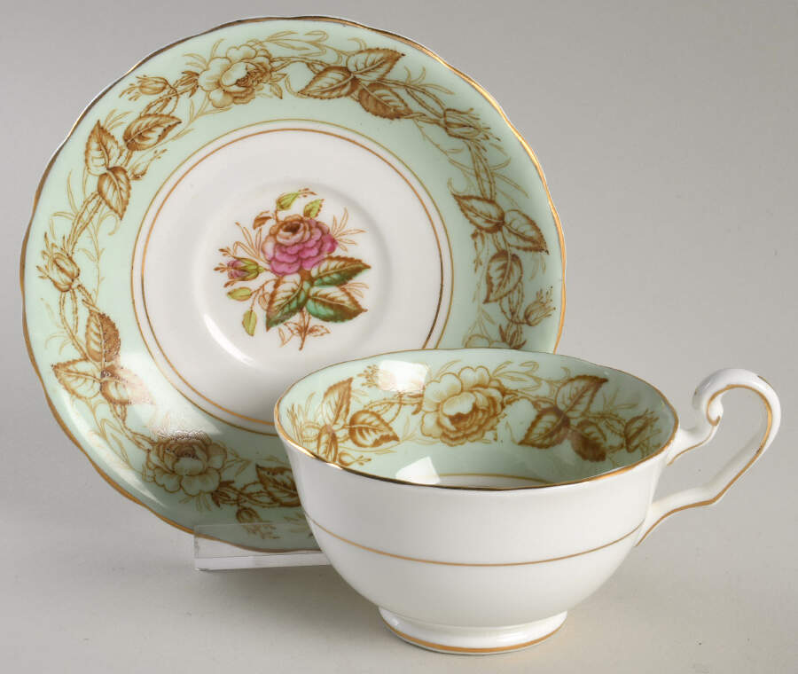 Chelsea-Green Footed Cup & Saucer Set by Cartwright & Edwards-1