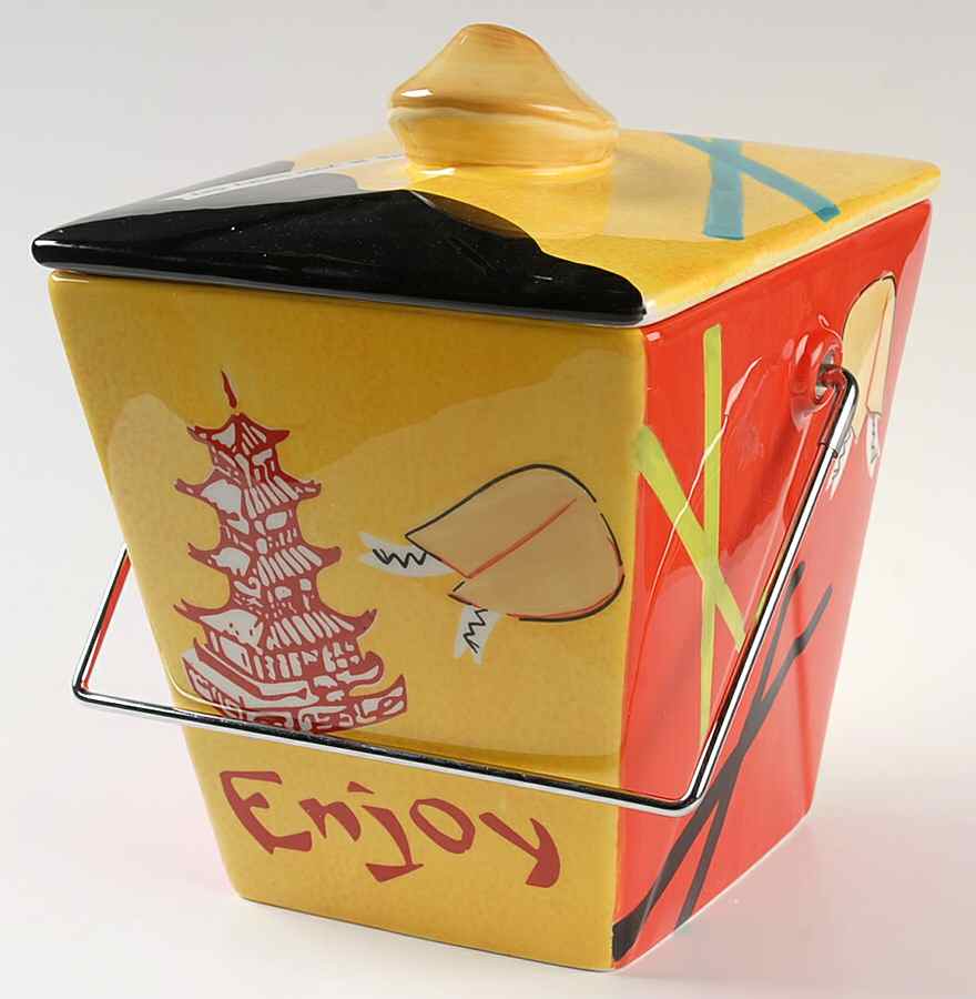Chinese Take Out Figural Cookie Jar & Lid by Clay Art-1