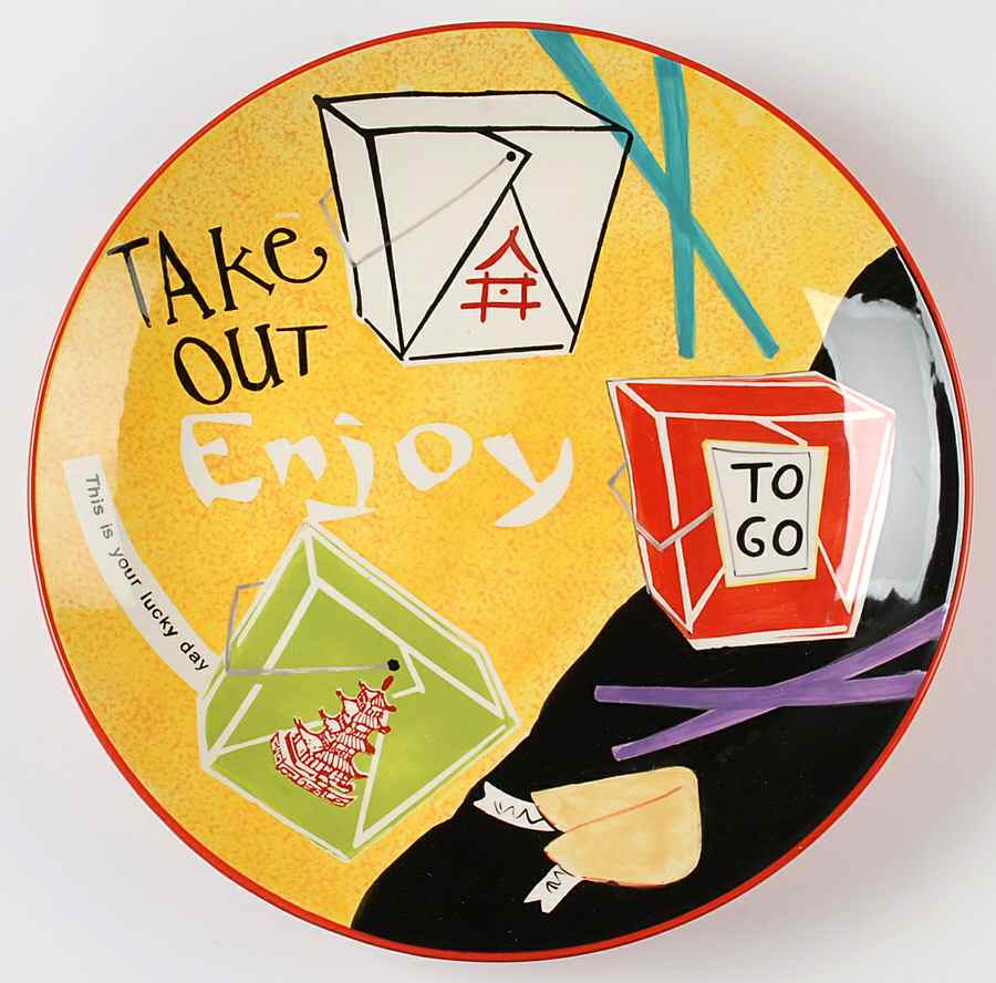 Chinese Take Out 13" Deep Round Platter by Clay Art-1
