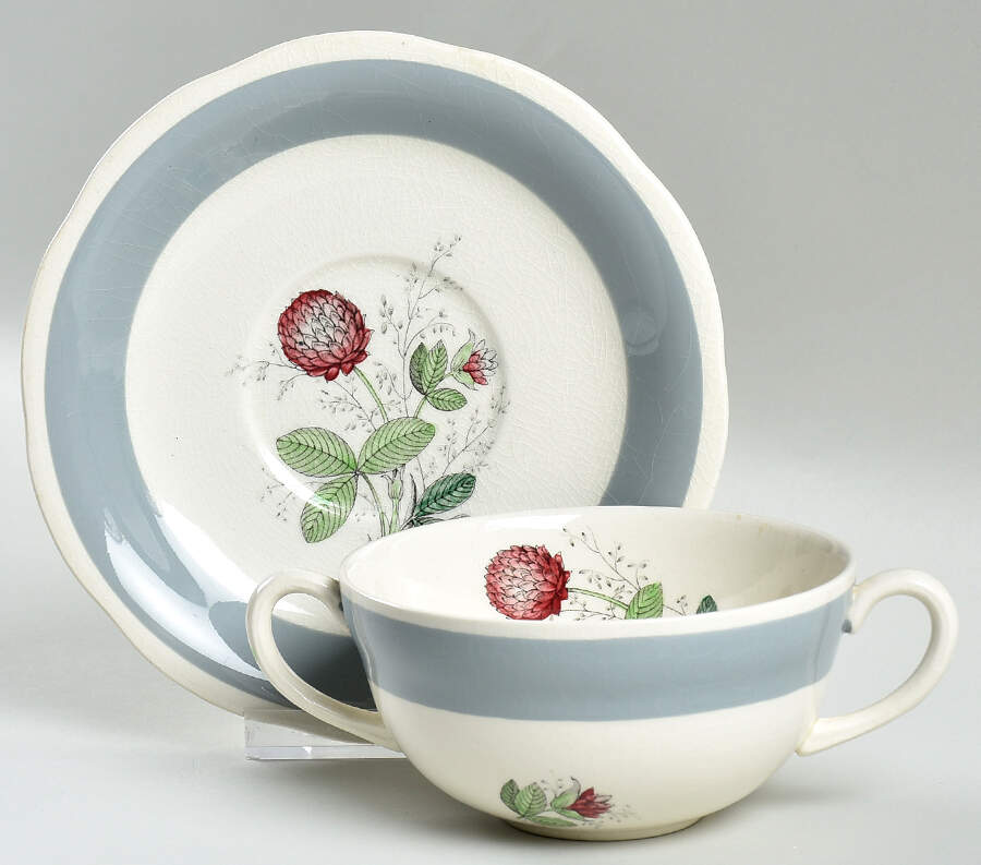 CRD239 Flat Cream Soup Bowl & Saucer Set by Crown Ducal-1