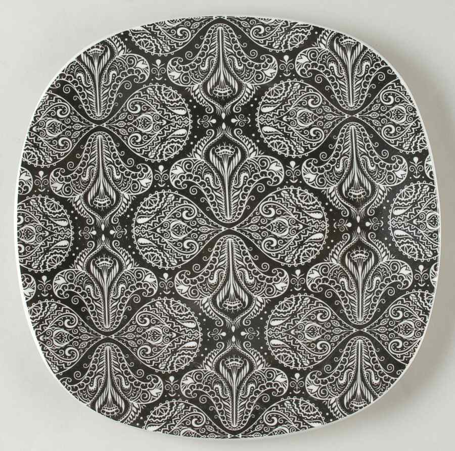 Linea Black Square Dinner Plate by Cynthia Rowley-1