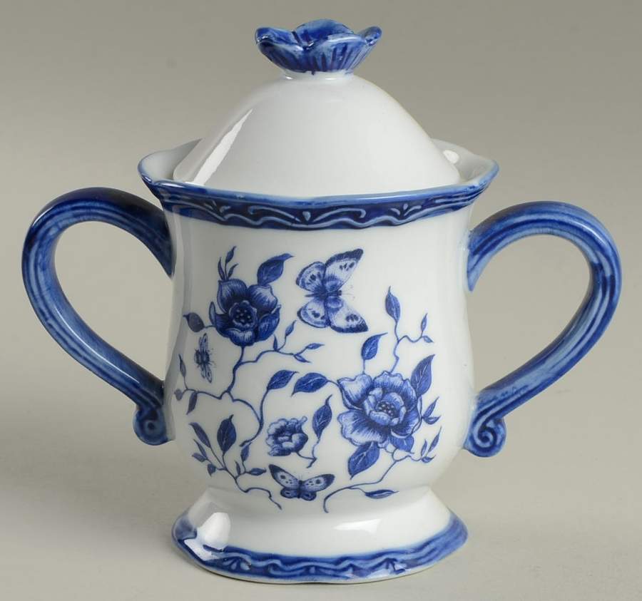 Blue Bliss Sugar Bowl & Lid by Cracker Barrel-1