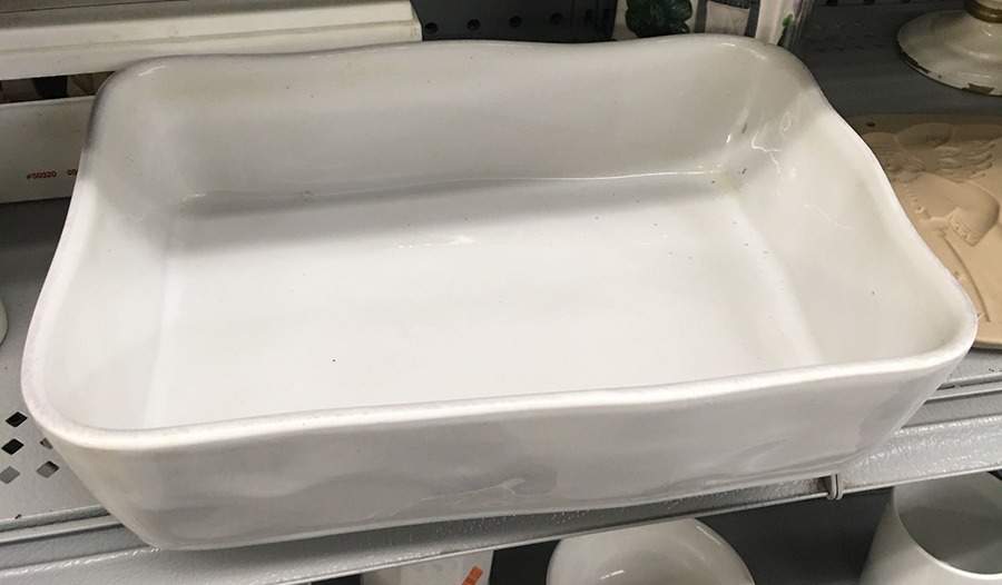 Marin White 12" Rectangular Baker by Crate & Barrel-1