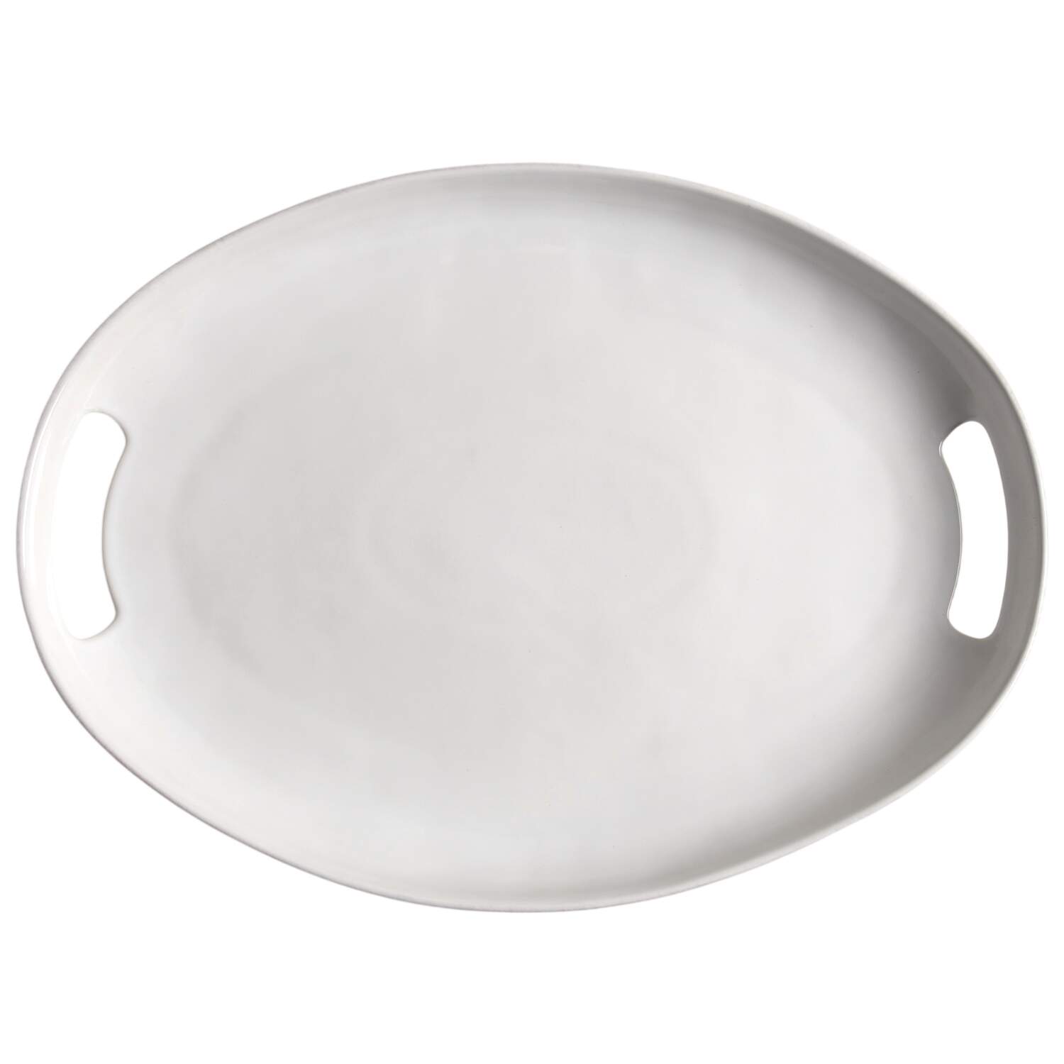 Marin White 18" Oval Handled Platter by Crate & Barrel-1