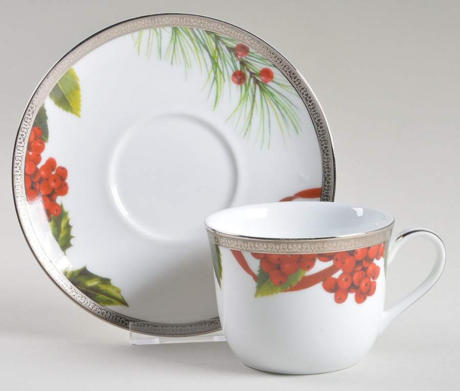 Grand Buffet Platinum (Christmas) Flat Cup & Saucer Set by Charter Club-1