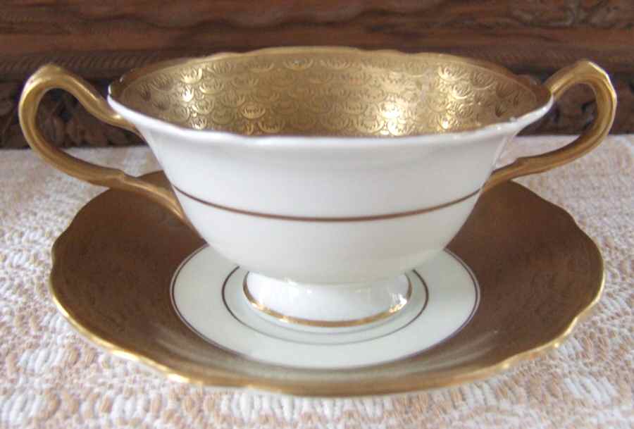 628 Footed Cream Soup Bowl & Saucer Set by Crown Sutherland-1