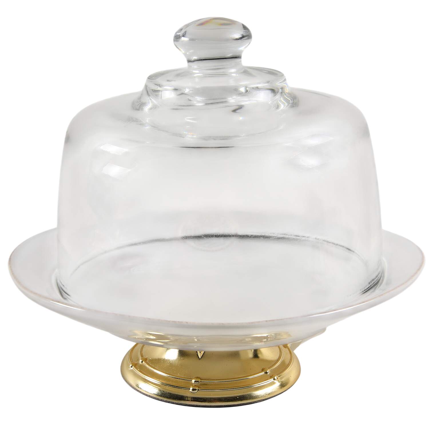 Forum White 6 1/2"-7 1/2" Footed Cheese Plate w/ Glass Dome HC by Casafina-1