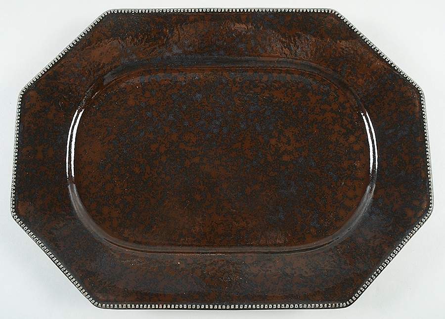 Prado Brown Black 16" Octagonal Serving Platter by Casafina-1