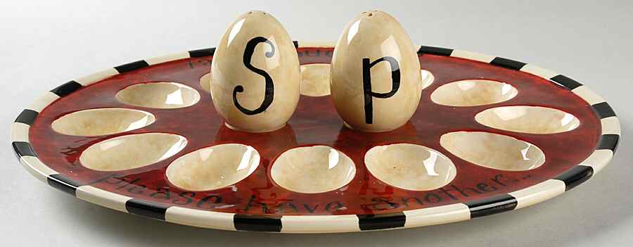 Family Table Deviled Egg Plate with Salt and Pepper by Certified International-1