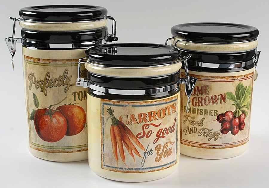 Farm Fresh Hinged Lid Canister - Set of 3 by Certified International-1