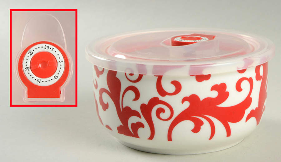 Fiori Red 28 Oz Square Plastic Microwave Bowl w/Vent Lid by Ciroa-1