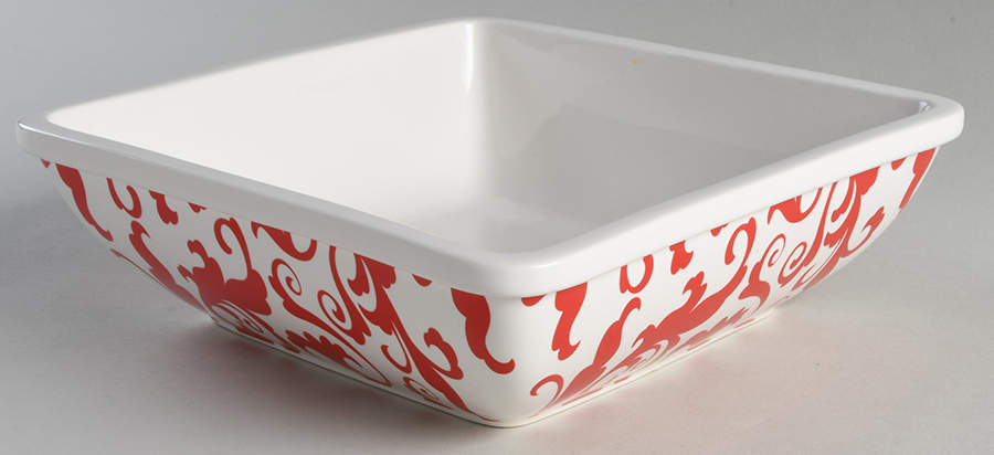 Fiori Red 9" Square Vegetable Bowl by Ciroa-1