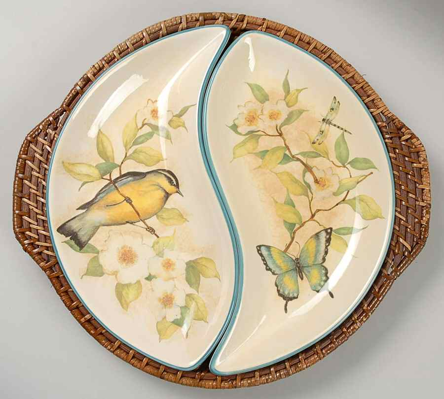 Morning Song 2 Piece Round Server with Wicker Basket by Certified International-1