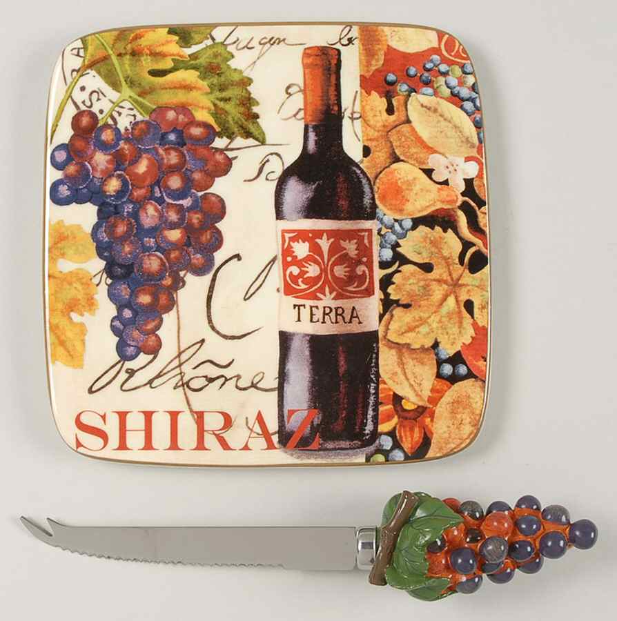 Wine Tour 2 Piece Cheese Dish and Knife Set by Certified International-1