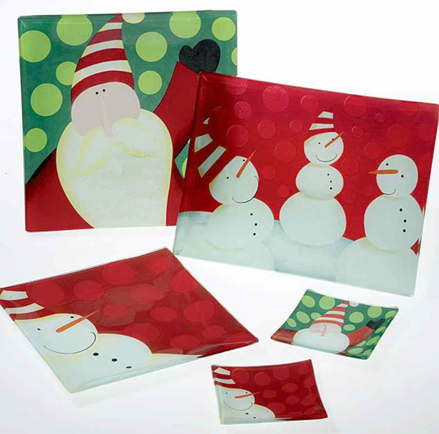 Polka Dot Christmas 14" Glassware Square Platter by Certified International-1