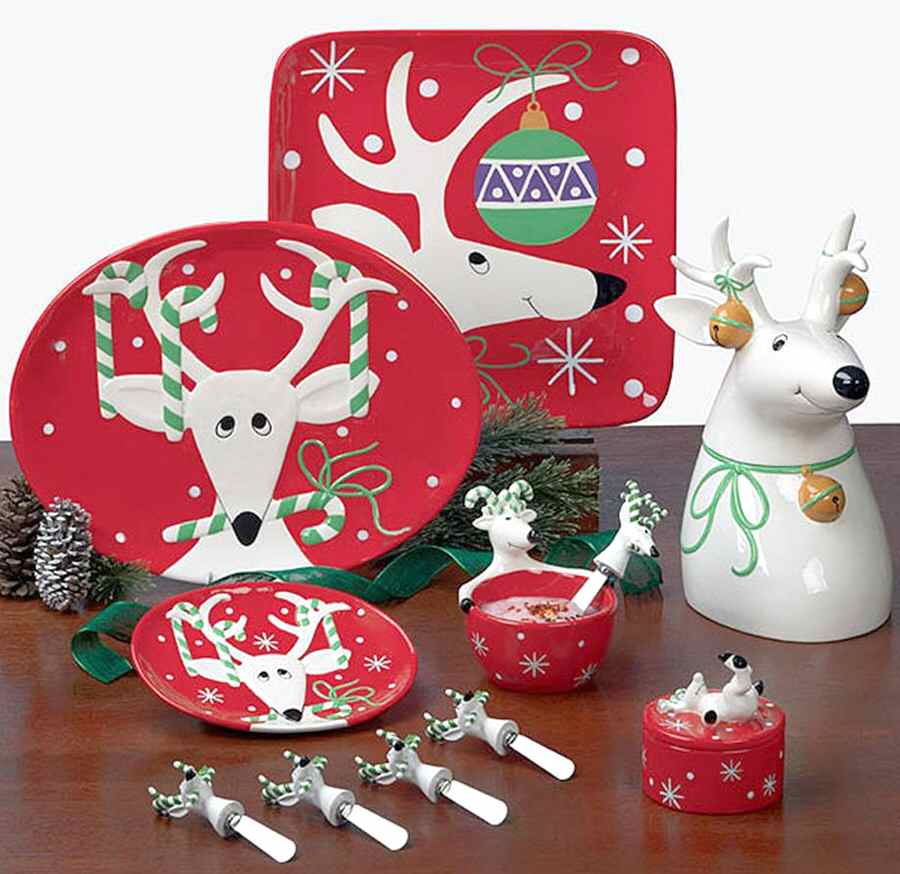 Silly Reindeer (Red Body) 16" Oval Serving Platter by Certified International-1