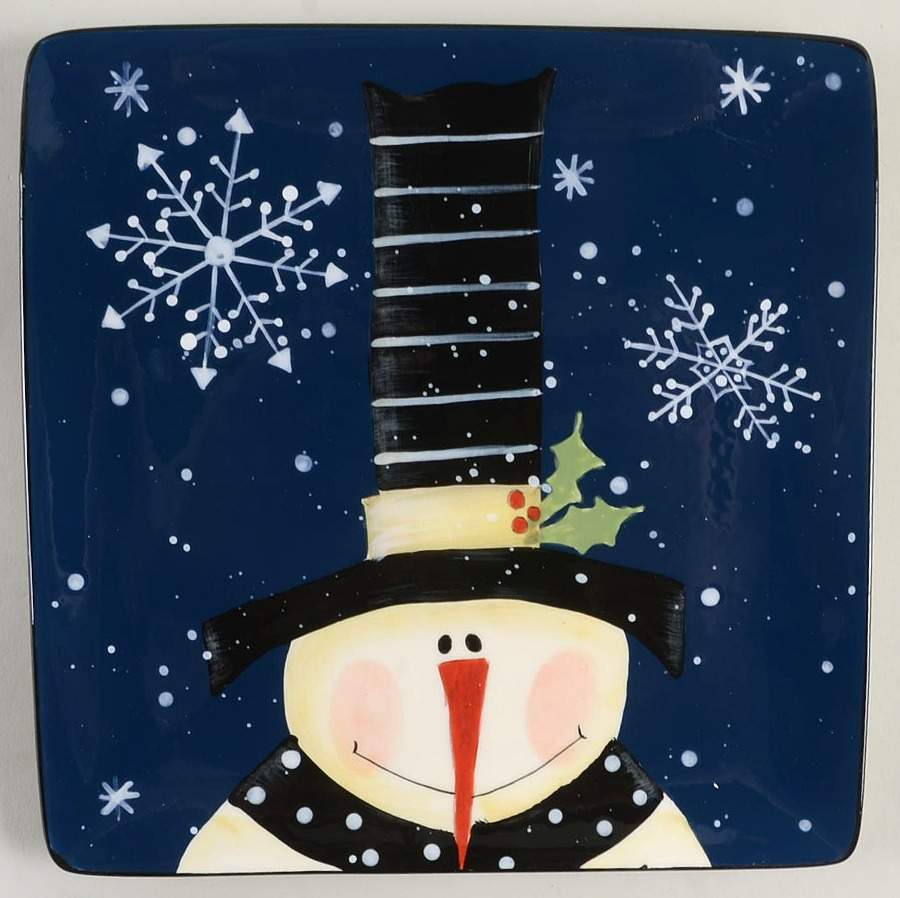 Snow Pals Blue Square Salad/Dessert Plate by Certified International-1