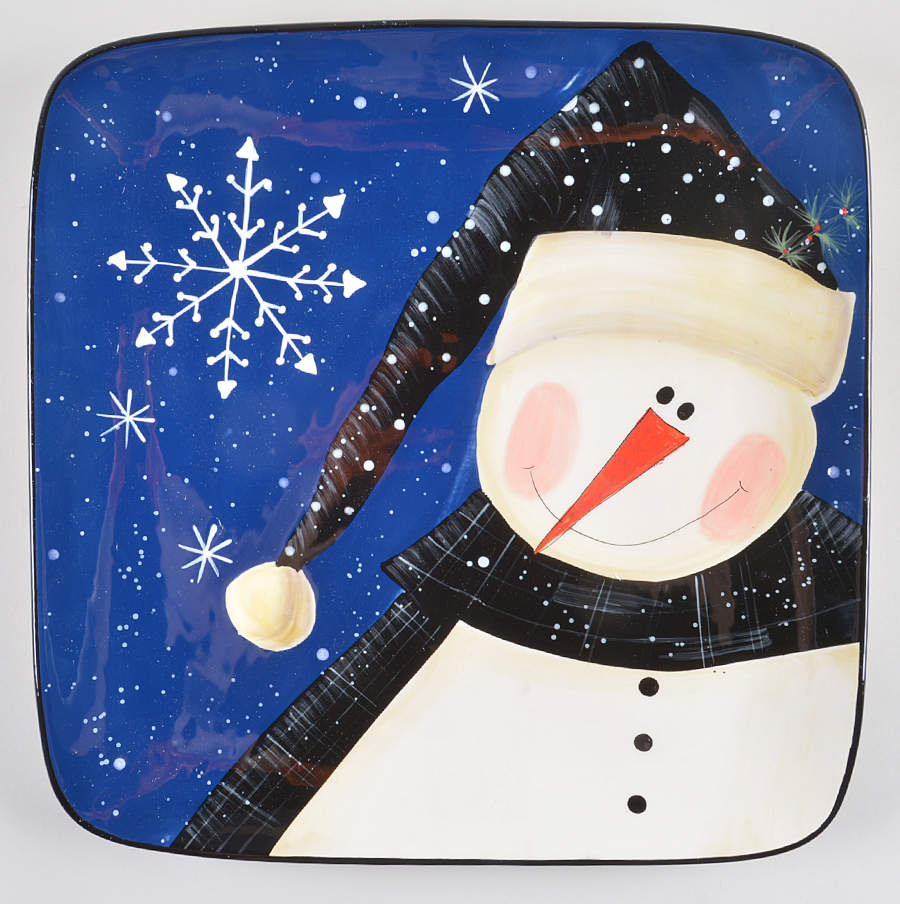 Snow Pals Blue 14" Square Platter by Certified International-1