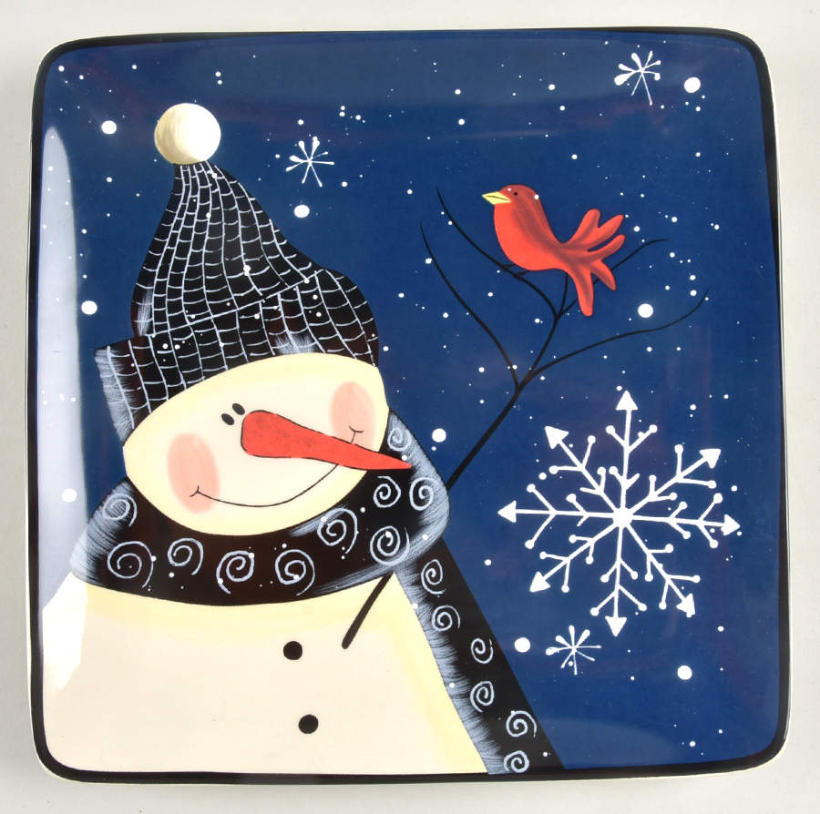Snow Pals Blue Square Salad/Dessert Plate by Certified International-1