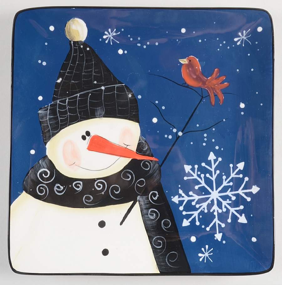Snow Pals Blue Square Dinner Plate by Certified International-1