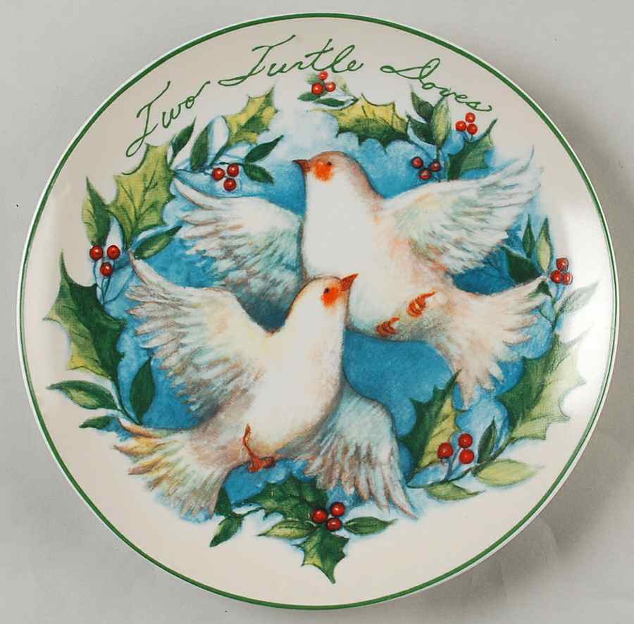 12 Days of Christmas (Aqua Background) Salad/Dessert Plate by Certified International-1
