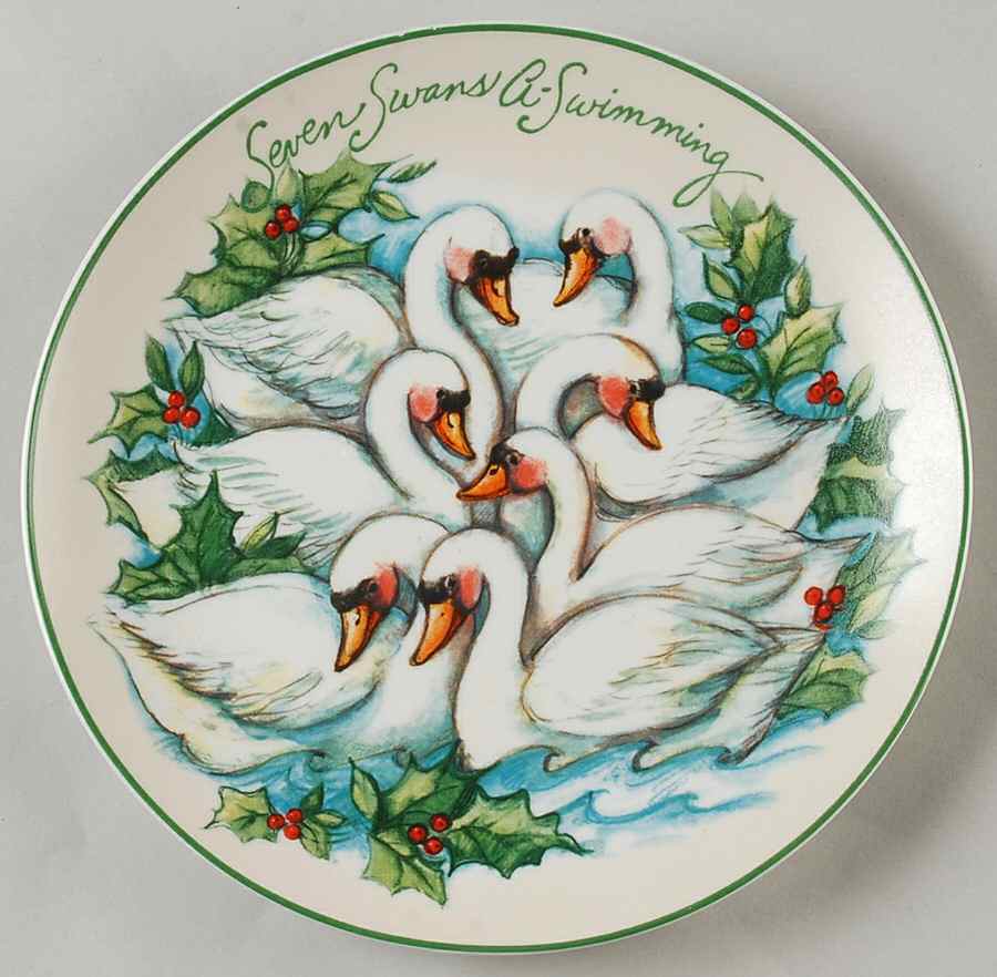 12 Days of Christmas (Aqua Background) Salad/Dessert Plate by Certified International-1