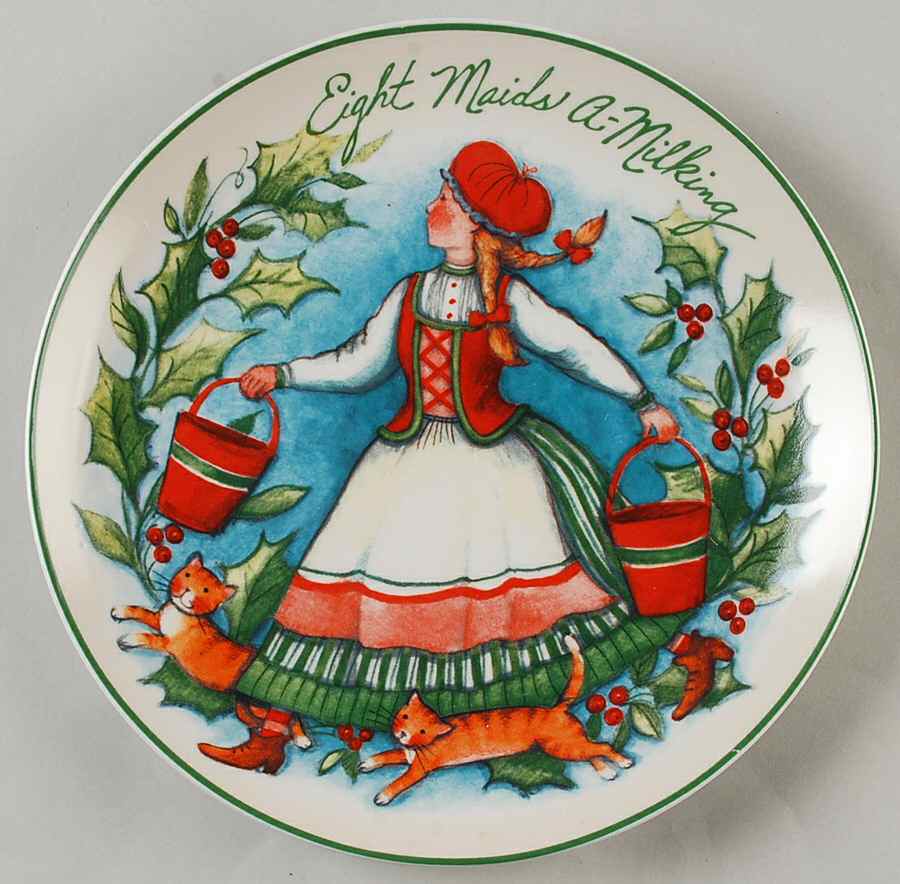 12 Days of Christmas (Aqua Background) Salad/Dessert Plate by Certified International-1