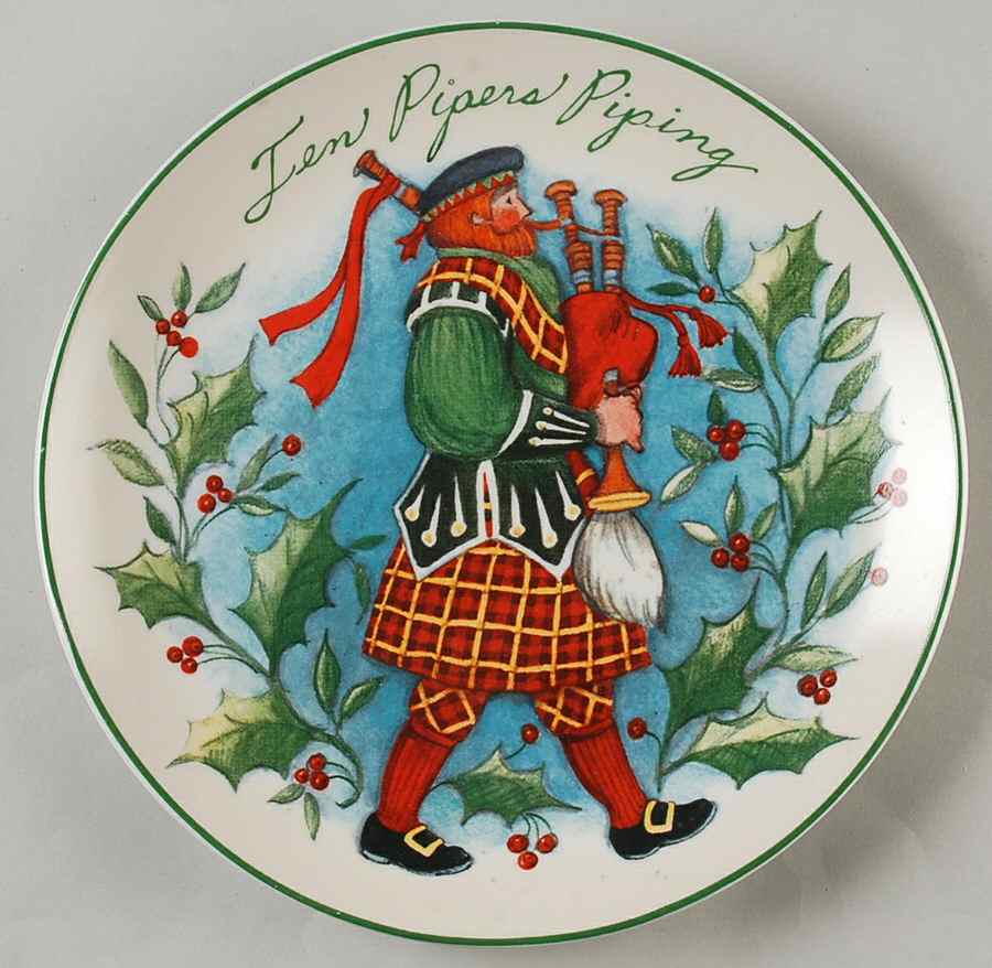 12 Days of Christmas (Aqua Background) Salad/Dessert Plate by Certified International-1