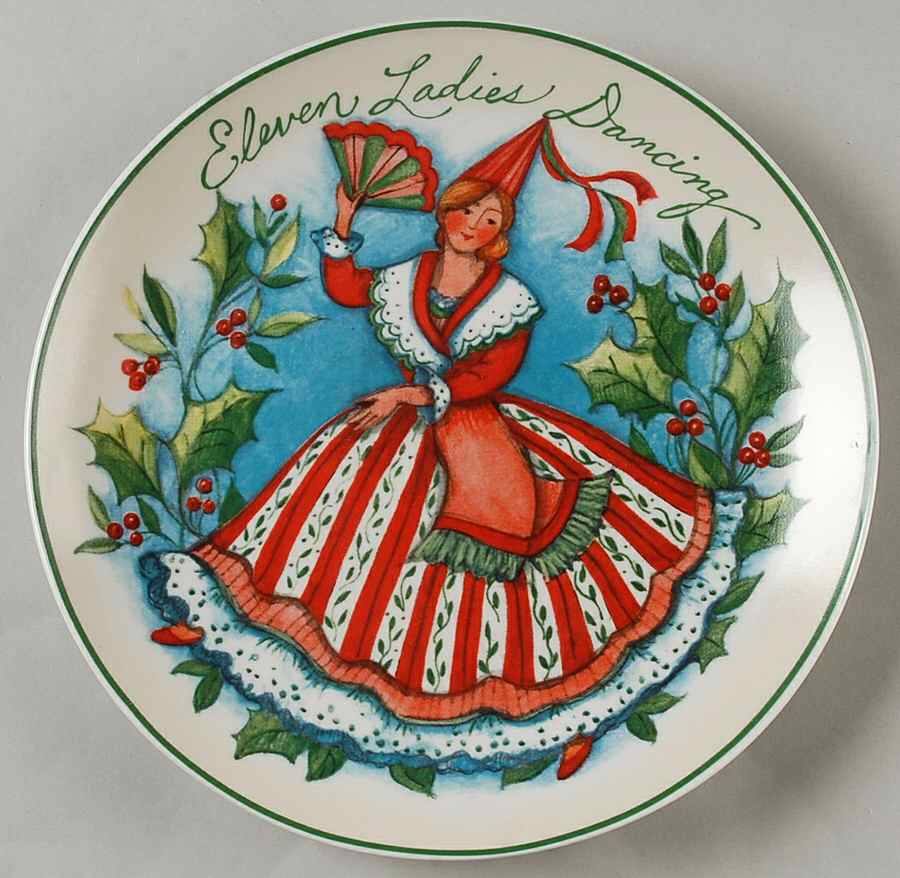 12 Days of Christmas (Aqua Background) Salad/Dessert Plate by Certified International-1