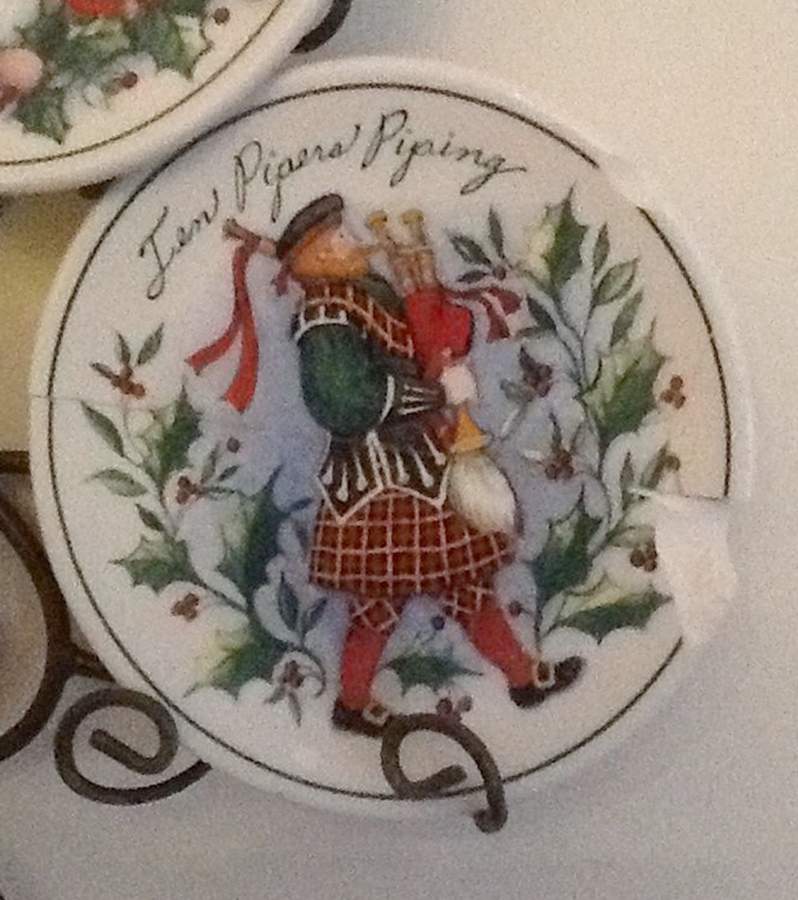 12 Days of Christmas (Aqua Background) Mini Plate 4" by Certified International-1