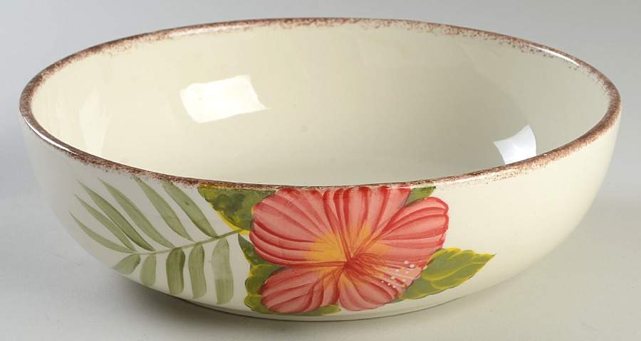 Hibiscus 10" Round Serving Bowl by Clay Art-1