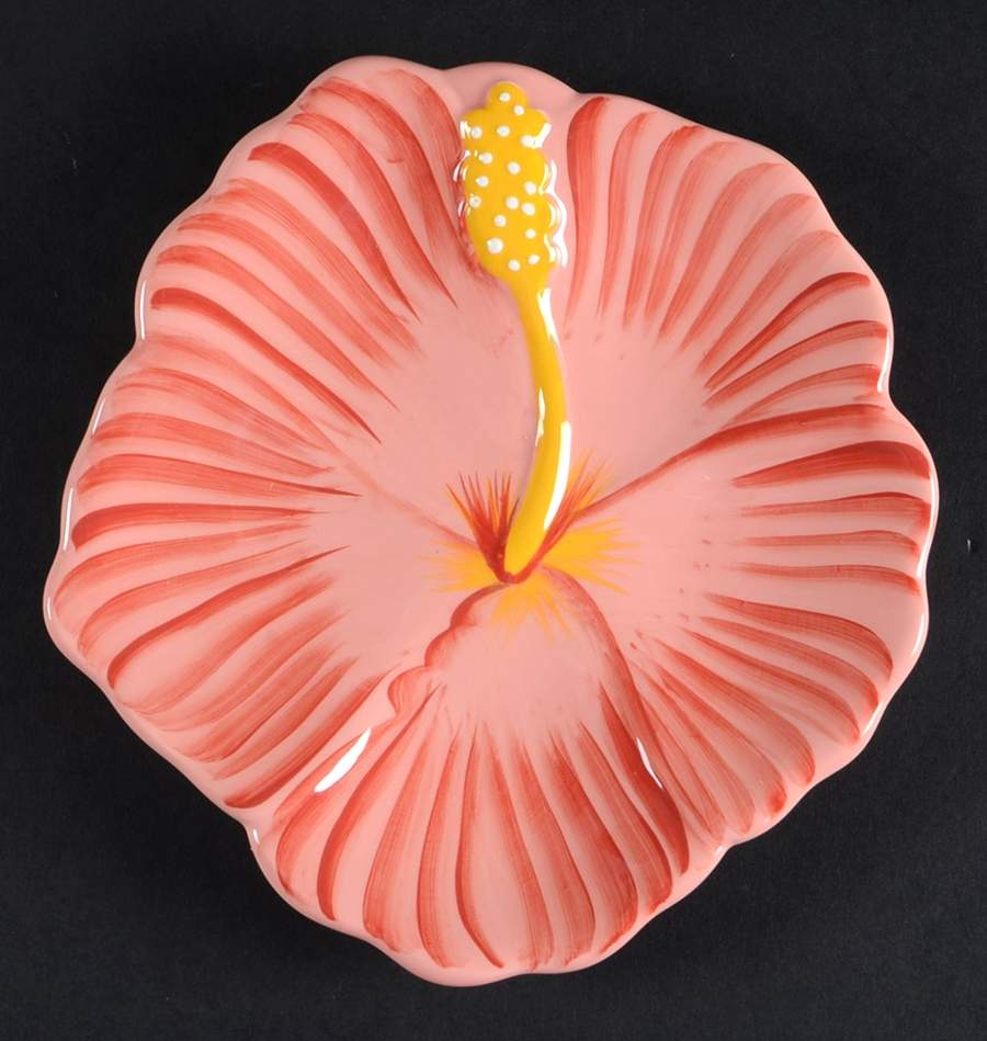 Hibiscus Figural Dessert/Pie Plate by Clay Art-1