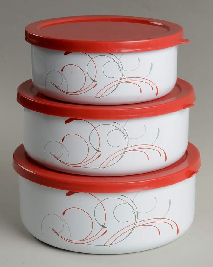 Splendor (3 Piece) Metal Bowl W/Plastic Lids (5", 6", 7") by Corning Corelle-1