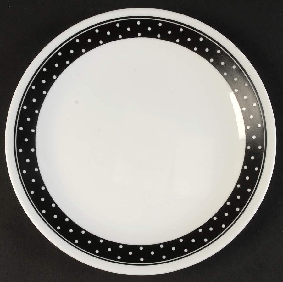 Brilliant Black Dots (Corelle) Luncheon Plate by Corning Corelle-1