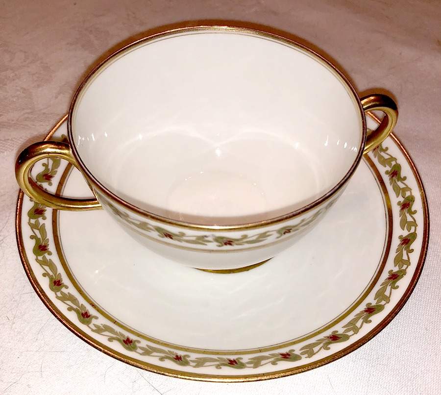 CHF1665 Flat Cream Soup Bowl & Saucer Set by Charles Field Haviland-1