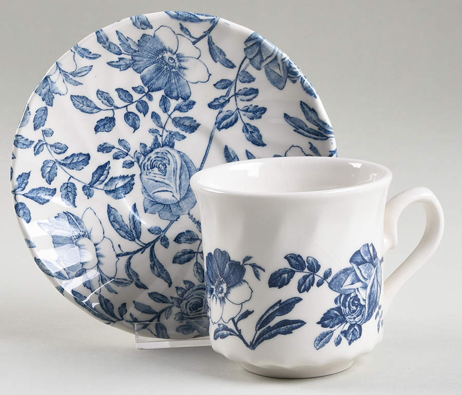 Blue Peony (Scalloped) Flat Cup & Saucer Set by Churchill-1