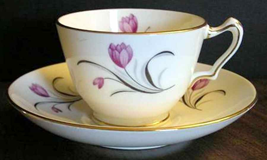 CRS187 Footed Cup & Saucer Set by Crown Staffordshire-1
