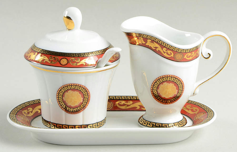 C2J1 Creamer & Sugar with Lid, Spoon & Tray Set by Casa Elite-1