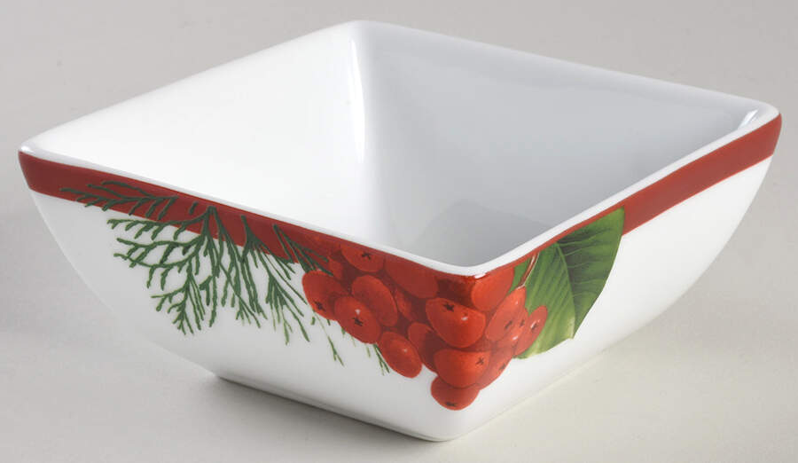 Holly Berry Square Square Fruit/Dessert (Sauce) Bowl by Charter Club-1