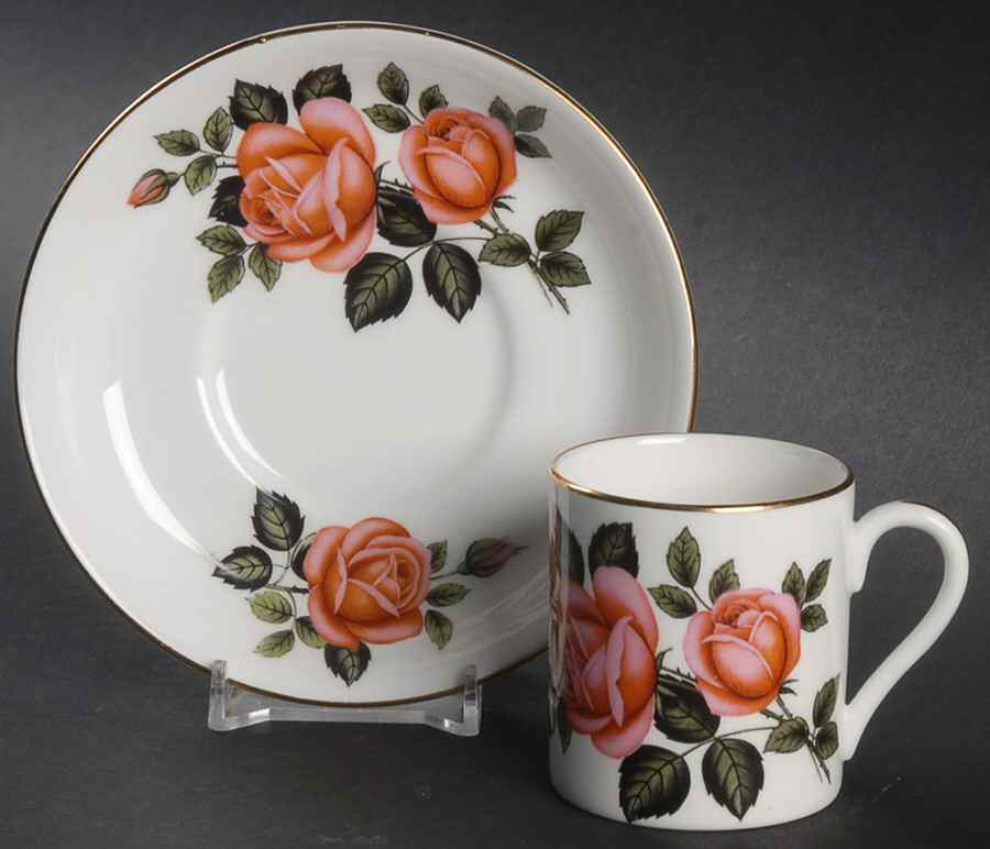 CRS188 Flat Demitasse Cup & Saucer Set by Crown Staffordshire-1