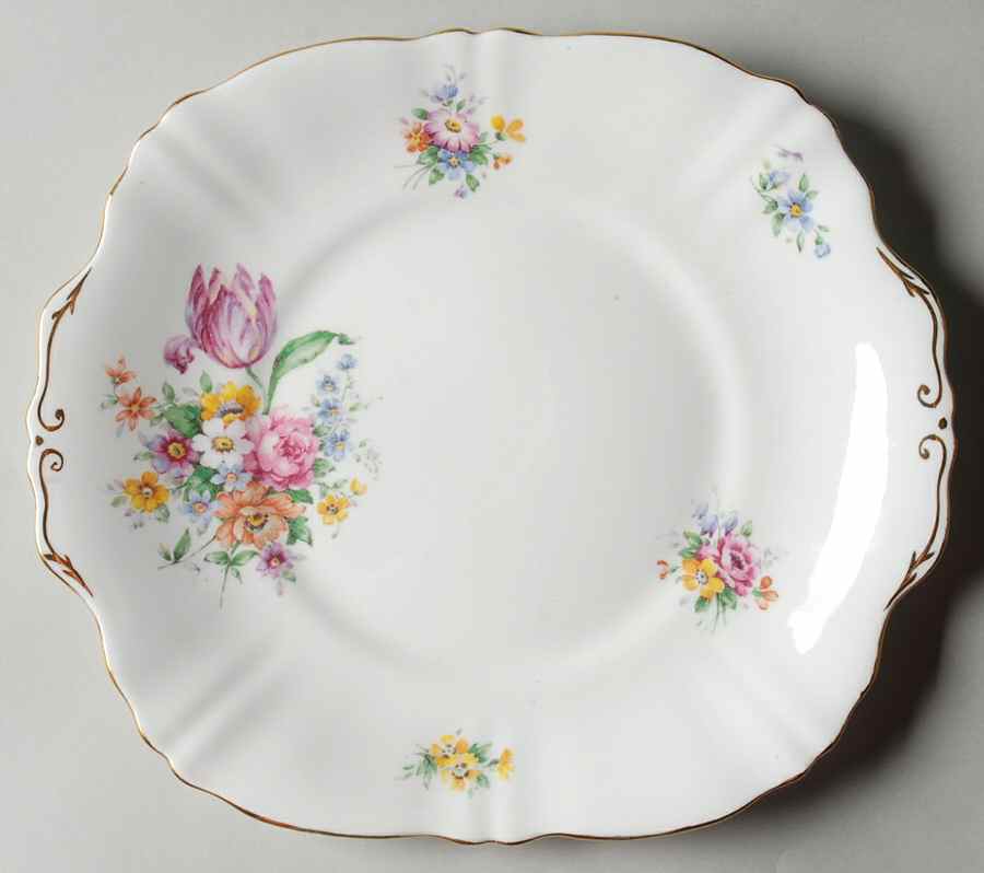 F15512 Square Handled Cake Plate by Crown Staffordshire-1