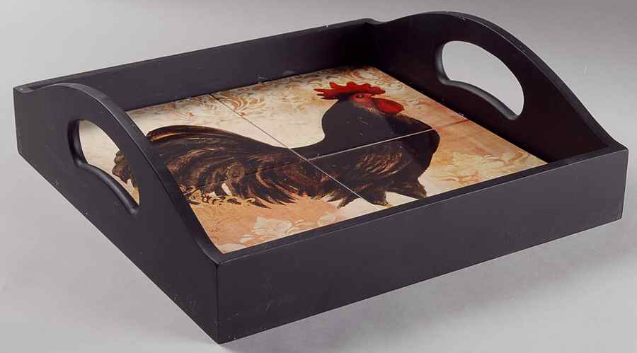 Avignon Morning Square Wood Tray with Tile Insert by Certified International-1