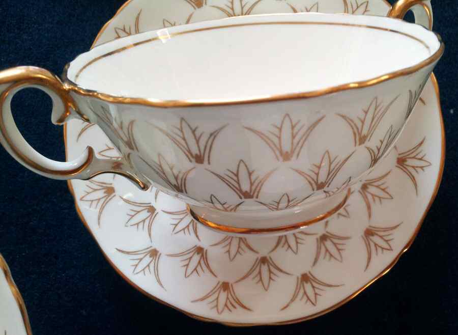 A16000 Footed Cream Soup Bowl & Saucer Set by Crown Staffordshire-1